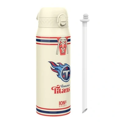 Image of Ion8 NFL Titans Sports Thermal water Bottle with Removable Straw, 750ml/24oz, Leak proof Vacuum Insulated Drinking Bottle, Easy to Open, Secure Lock, Dishwasher Safe, Flip Cover, Metal