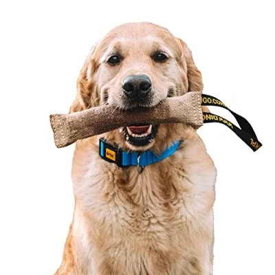 Image of DINGO Jute Tug Toy Strong 1 Handle Pull Rope for Dog Training, Retrieve, Bite Work, Prey Drive, of War, Fun, Handmade Dummy 28 cm Natural Colour 10518