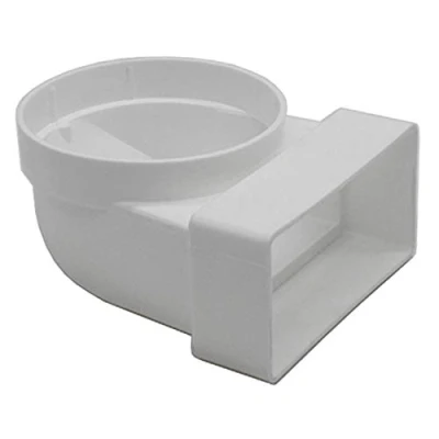 Image of Kair Elbow Bend Adaptor 110mm x 54mm to 100mm 4 inch Rectangular Round 90 Degree Adapter for Converting Different Size Plastic Ducting Systems Female