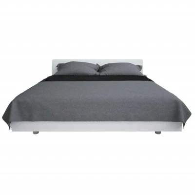 Image of vidaXL Double sided Quilted Bedspread 220x240 cm Grey and Black