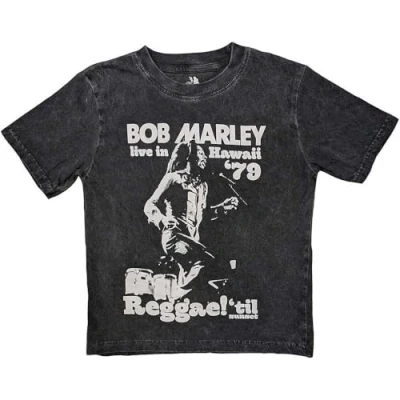 Image of Bob Marley Hawaii Snow Washed T Shirt for Boys/Girls, Charcoal Grey, 5 6 Years