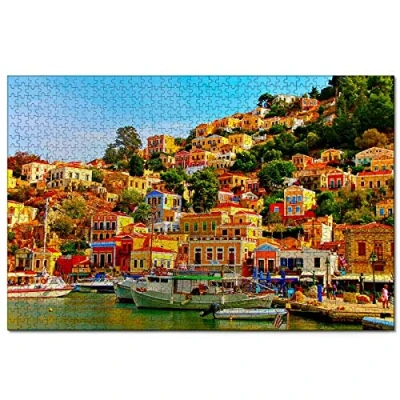 Image of Jigsaw Puzzles Greece Symi 1000 Piece Puzzle for Adults and Family Wooden Travel Gift Souvenir 30x20 inches(PTNO 02669)