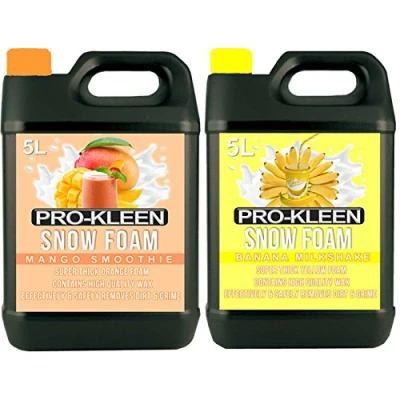 Image of Pro Kleen 5L Mango Smoothie ORANGE COLOURED Snow Foam with 5 Litre Banana Milkshake Super Thick, pH Neutral &amp; Non Caustic Extremely Powerful Easy To Use