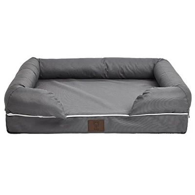 Image of Bunty Cosy Couch Cat Bed &amp; Dog Small to Large Mattress Bed, Soft Walls Thick Foam Padding Non Slip Base, Washable with Removable Cover Medium, Grey