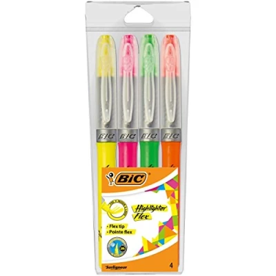 Image of BIC Highlighters Flex Assorted Fluorescent Colours 4 Pack