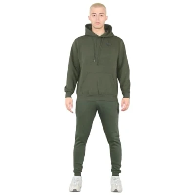 Image of MYT Mens Full Tracksuit Hooded Fleece Sweatshirt Pullover Hoodie Jacket Sweatpants Joggers Khaki S