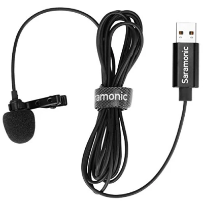 Image of Saramonic Lavalier Mic with USB A Connector for Computers 6.56&#039; (2m) Cable (SR ULM10), Black