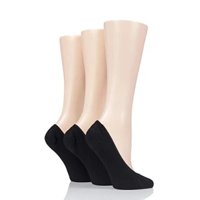 Image of 3 Pair Black Plain Bamboo Shoe Liners Ladies 4 8 SOCKSHOP
