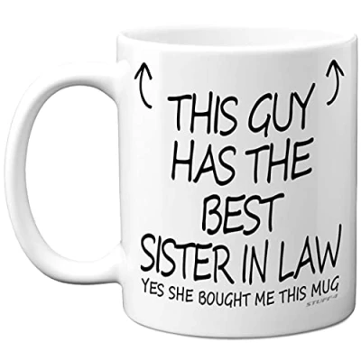 Image of Stuff4 This Guy Has The Best Sister in Law Mug Brother Birthday Present from Sister, Gifts 11oz Ceramic Dishwasher Safe Coffee Mugs Birthday, Christmas Day, Secret Santa, Cup