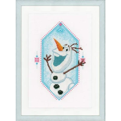 Image of Vervaco Counted Cross Stitch Kit: Frozen I&#039;m Olaf, Cotton, Assorted, 8 x 1 5 cm