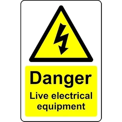 Image of Danger Live Electrical Equipment Safety Sign Self Adhesive Sticker (300mm x 200mm)