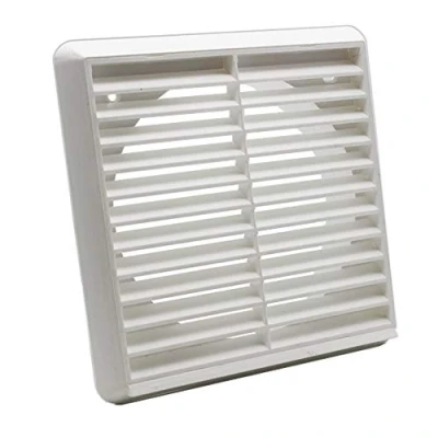 Image of Kair White Louvred Grille 183mm External Dimension Wall Ducting Air Vent with Round 150mm 6 inch Rear Spigot