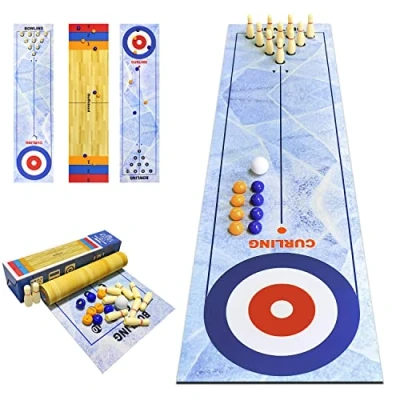 Image of Tabletop Curling Game,3 in 1 Table Top Bowling,Table Shuffleboards,Tabletop Game,Shuffleboard Board Games Game Interactive for Kids &amp; Adults Family Party