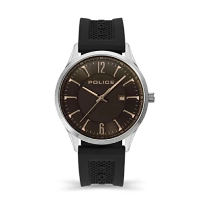Image of Police Laser Mens Watch with Blue Dial and Black Silicone Strap, 44mm Stainless Steel Case in Branded Box PEWJN2194401 2 Year Warranty