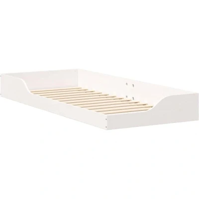 Image of vidaXL Floor Bed Frame White 100 x 220 cm Solid pine wood