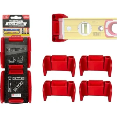 Image of StealthMounts Red Universal Level Holder Locking Mounts 2 Pack Fits All Brands Perfect for Storage