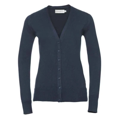 Image of Russell Athletic Collection Womens/Ladies Knitted V Neck Cardigan (French Navy) Size 10 UK