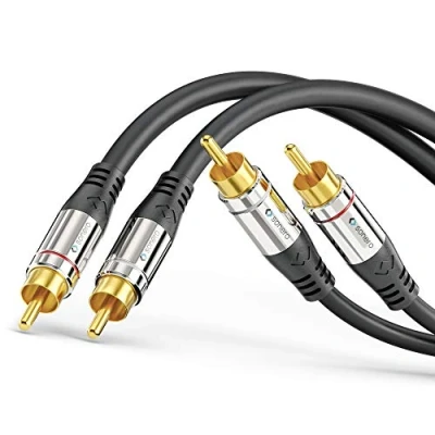 Image of Sonero Premium 15.0 m RCA Cable, 2x to Audio Subwoofer, HiFi System, Amplifier, Black