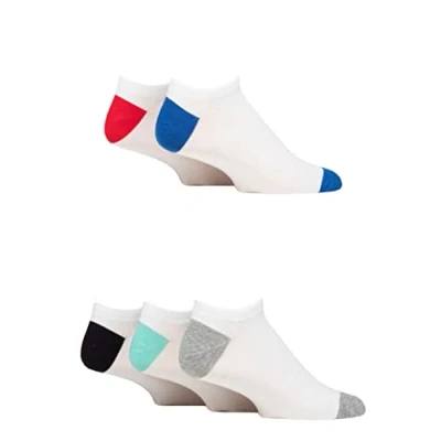 Image of Mens 5 Pair SOCKSHOP Wildfeet Bamboo Trainer Socks White Grey Heel &amp; Toe 6 11