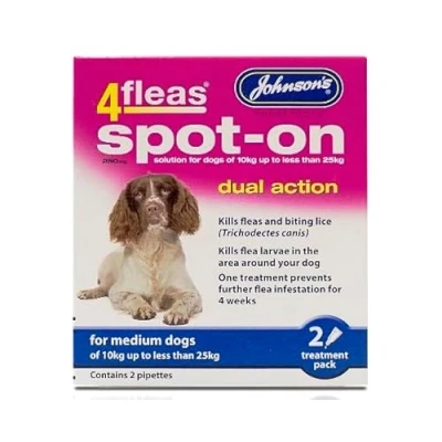 Image of JOHNSONS 4FLEAS &quot;DUAL ACTION&quot; SPOT ON SMALL DOG LESS THAN 10KG FLEA TREATMENT (X2 PACKS)