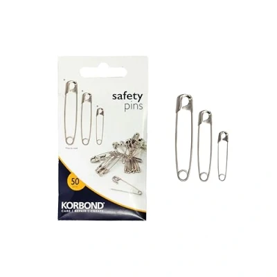 Image of Korbond 50 Piece Safety Pin Pack, Nickel, Packaging may vary