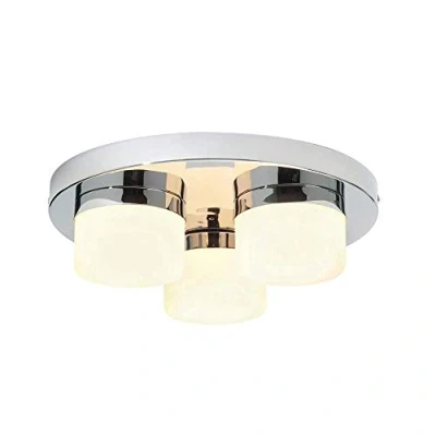 Image of Saxby Lighting Pure Triple IP44 28W Bathroom Ceiling Light (Chrome)