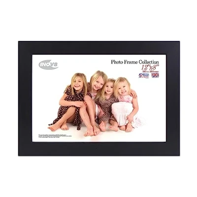 Image of Inov8 British Made Real Wood Picture/Photo Frame 12x8&quot; Inch(30x20cm) Kayla 30mm Black