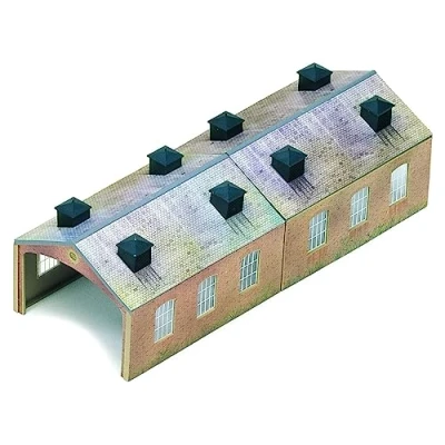 Image of Hornby R8004 OO Gauge Engine Shed Model Railway Accessories, Miniature Diorama Scenery for Train Sets Lifelike Scale 1:76, Brown