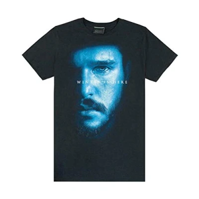 Image of Game of Thrones Jon Snow Winter is Here Men&#039;s T Shirt, Black, L