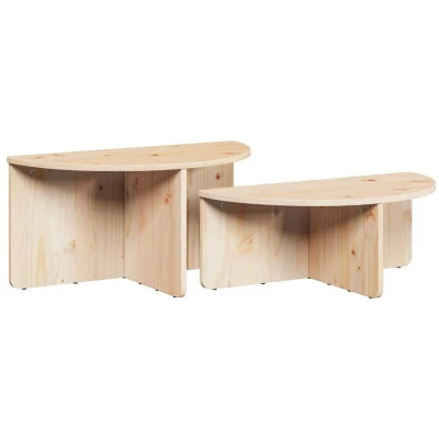 Image of Coffee Table 2 pcs Natural Solid pine wood vidaXL