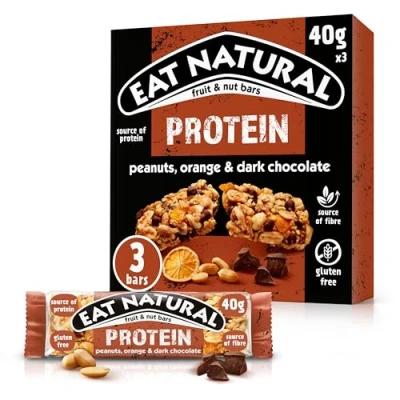 Image of Eat Natural Protein Peanuts, Orange &amp; Dark Chocolate Fruit Nut Bars 3 x 40g