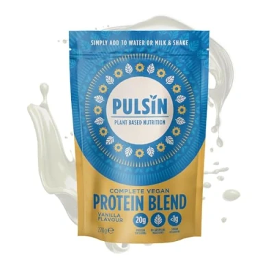 Image of Pulsin Complete Vanilla Vegan Protein Blend 20g Plant Based Natural, Gluten Free &amp; Shake Powder Faba Bean, Pea Pumpkin Seed