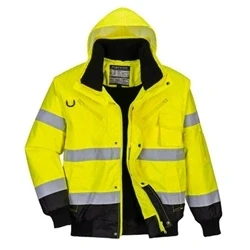 Image of Portwest C465 Hi Vis 3 in 1 Contrast Bomber Jacket Yellow/Black, XX Large