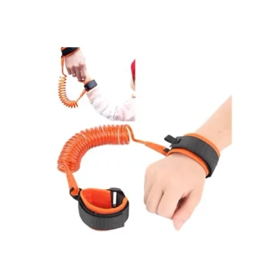 Image of KAV Baby Anti Lost Belt, Kids Safty Walking Hand Belt 360 Degree Rotating Steel Cuff Wrist Link Bungee Leash Safety Harness for Toddler Travelling Helper Pack of 2 (Orange)
