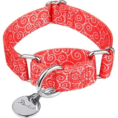 Image of Dazzber Martingale Collars for Dogs Soft Adjustable Dog Collar, Durable D ring Heavy Duty, Choke Collar Large Medium Small (Large, Red ACC)