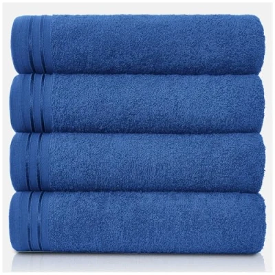 Image of GC GAVENO CAVAILIA Large Towels Bath Sheet Highly Absorbent Egyptian Cotton Towel Set 4 Pack Extra Soft Royal Blue Quick Dry Sheets 450 GSM Washable Towels, 75X135 Cm