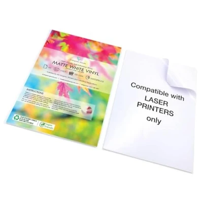 Image of Evergreen Goods™ 20 Sheets A4 Self Adhesive Matte White Sticker Vinyl Laser Printable ONLY Waterproof Sticky Suitable for Cricut &amp; Silhouette