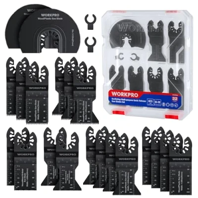 Image of WORKPRO 22Pcs Multi Tool Blades for Wood/Metal/Plastics, Universal Quick Release Oscillating Saw Fit Bosch, B&amp;D, Fein, Dremel, Makita, Milwaukee, Ryobi and More