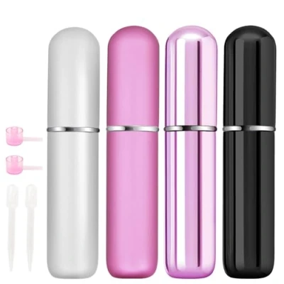 Image of OBSGUMU 4pcs Mini Perfume Travel Bottle, Atomiser Refillable, 5ML Spray Bottles, Portable for Holiday Women Man