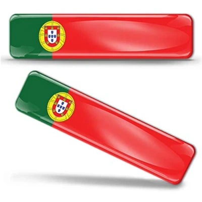 Image of Biomar Labs® 2 x 3D Domed Silicone Stickers Decals Portugal National Portuguese Flag Car Motorcycle Helmet F 17