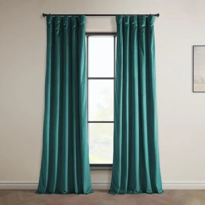 Image of HPD Half Price Drapes Heritage Plush Velvet 96 Inches Long Darkening Curtains for Bedroom &amp; Living Room 50W x 96L, (1 Panel), Deep Sea Teal, 50&quot; W 96&quot; L (Pack of 1)