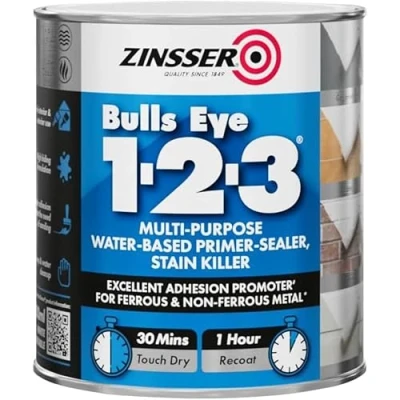 Image of Zinsser Bulls Eye 1 2 3 Primer Sealer &amp; Stain Killer 500ml Ready Mixed Colour White