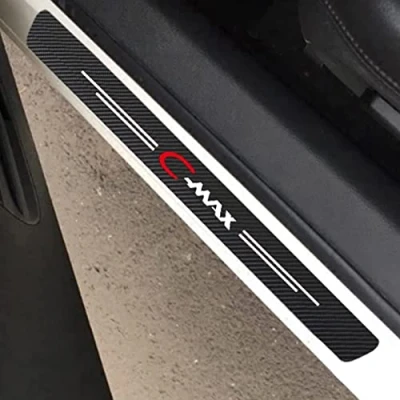 Image of 4pcs Car Door Sill Protector for Fo rd Cmax C max Threshold Scuff Plate Carbon Fiber Stickers Styling Accessories,Black