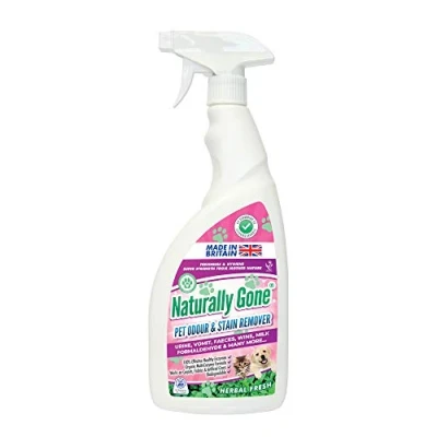Image of NATURALLY GONE Pet Odour Eliminator, Enzyme Cleaner Removes Smells and Stains, Cat Litter Freshener, Works on Urine, Vomit, Faeces More HERBAL FRESH Fragrance