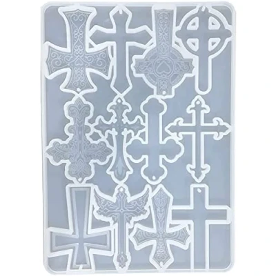 Image of Selecto Bake Cross Pendants Epoxy Resin Mold Keychain Pendant Silicone Mould DIY Crafts Jewellery Necklace Casting Tools Craft Making Jewelry