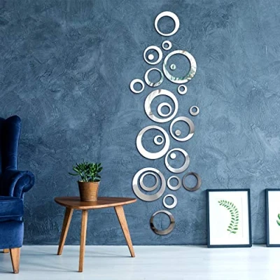 Image of Removable Wall Sticker Decal Acrylic Mirror Setting for Home Living Room Bedroom Decor (Style A, 48 Pieces)