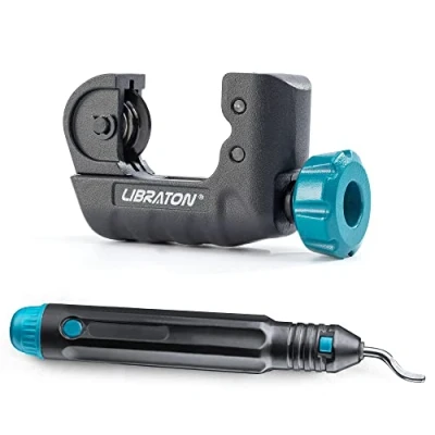 Image of Libraton Mini Tube Cutter 4 28mm, Pipe Cutter, Copper Tubing for Pipes or of Copper, Aluminum, Brass, PVC, with Deburring Tool