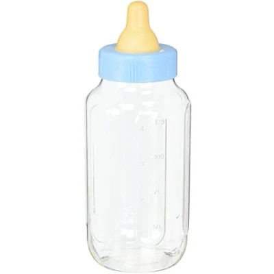 Image of Blue Giant Plastic Baby Bottle Bank (27cm Tall) 1 Piece Adorable Coin Saving Storage Solution for Kids and Nursery Decor