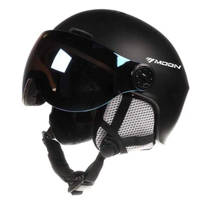 Image of Ski/Snowboard Helmet Unisex Lightweight Professional Adjustable Snow Sports Helmets with Goggles Visor (Black, Large)