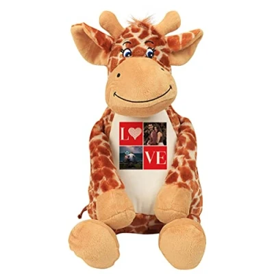 Image of Valentines day Personalised Love Collage Any Image Birthday Anniversary Boyfriend, Husband, Wife Soft Toys, Teddy Bear. (Giraffe)